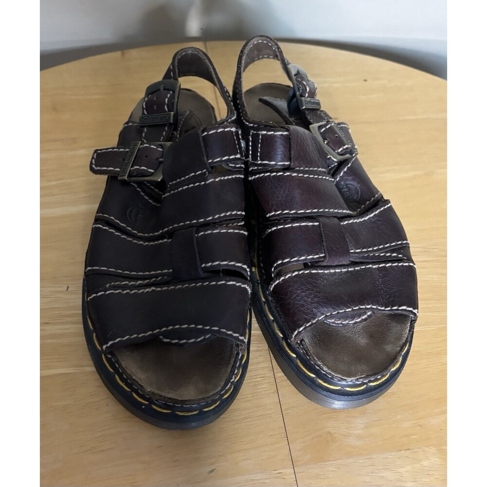 Vintage Dr. Martens Fisherman Sandals Brown Leather Buckle Chunky Sole Y2K Size7